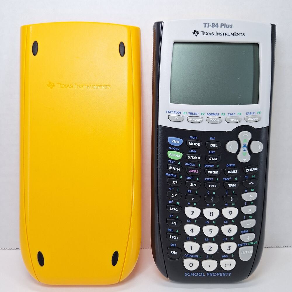 Texas Instruments TI-84 Plus Graphing Calculator Yellow With Cover - Tested